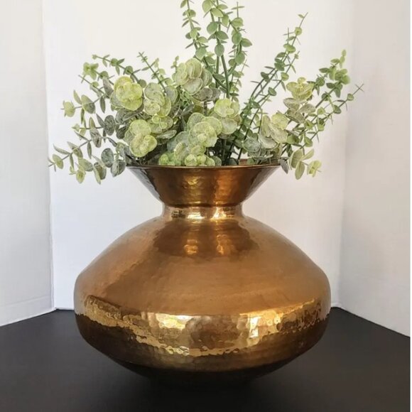 Vintage Large Sculptural Handmade Brass Vase - Picture 1 of 7